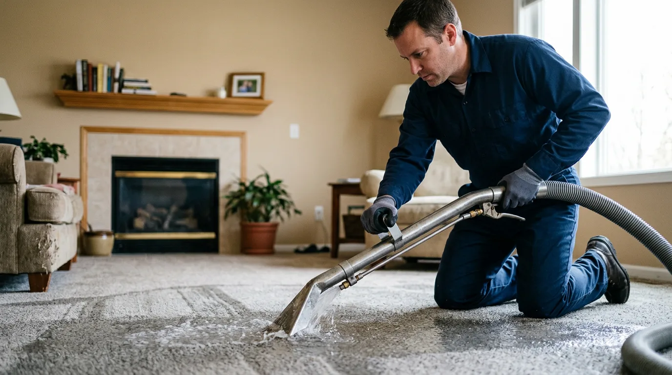 Water damage restoration technician working near Lapeer, MI